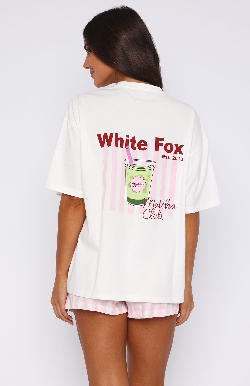 Matcha Club Pyjama Oversized Tee White - Image 4