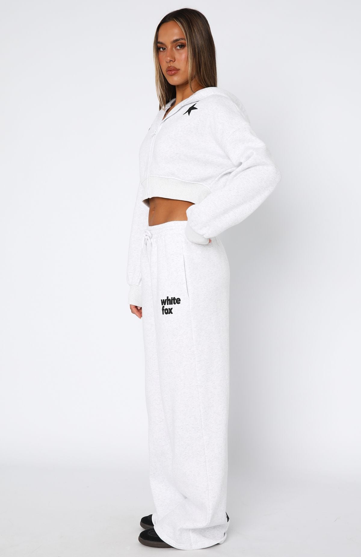 From The Archives Charli Wide Leg Sweatpants Grey Marle - Image 4