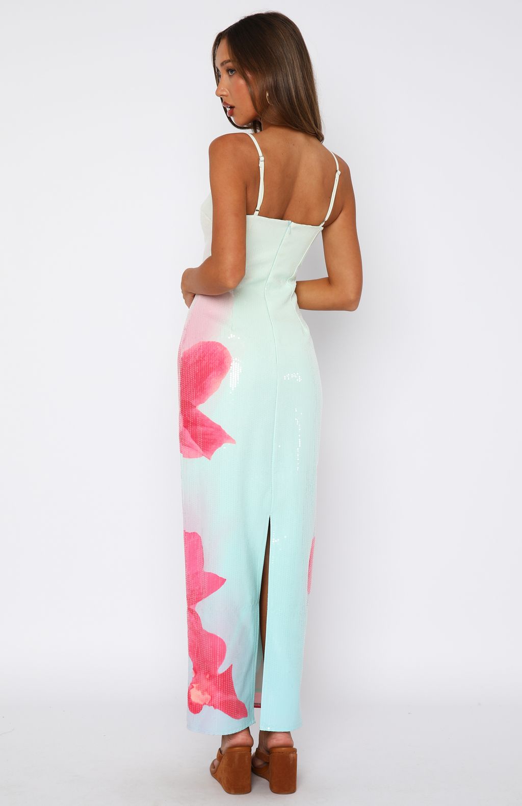 Telling Me Lies Sequin Maxi Dress Sunset Blossom - Image 4