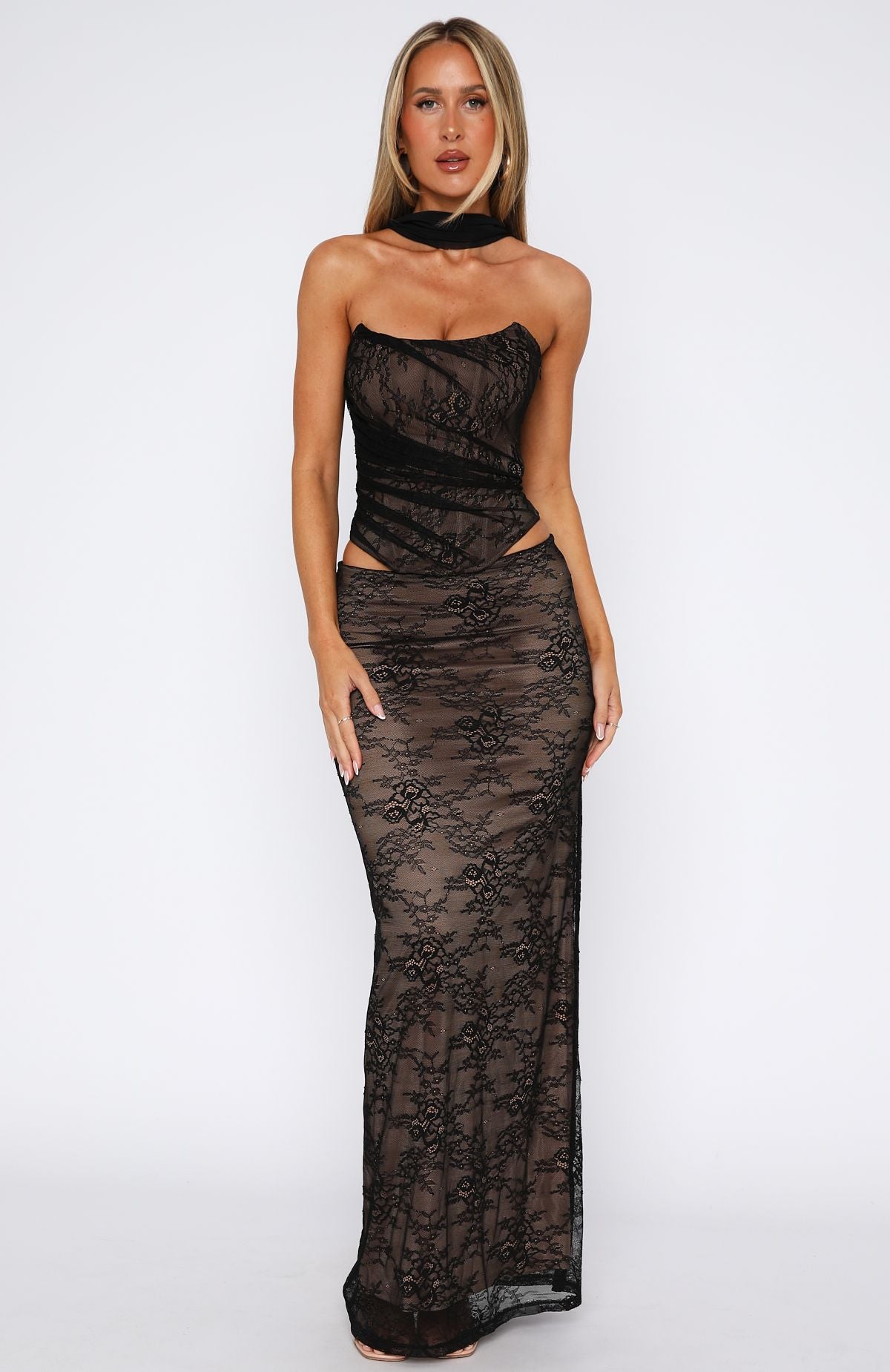 Forever After Lace Maxi Skirt Black - Image 3