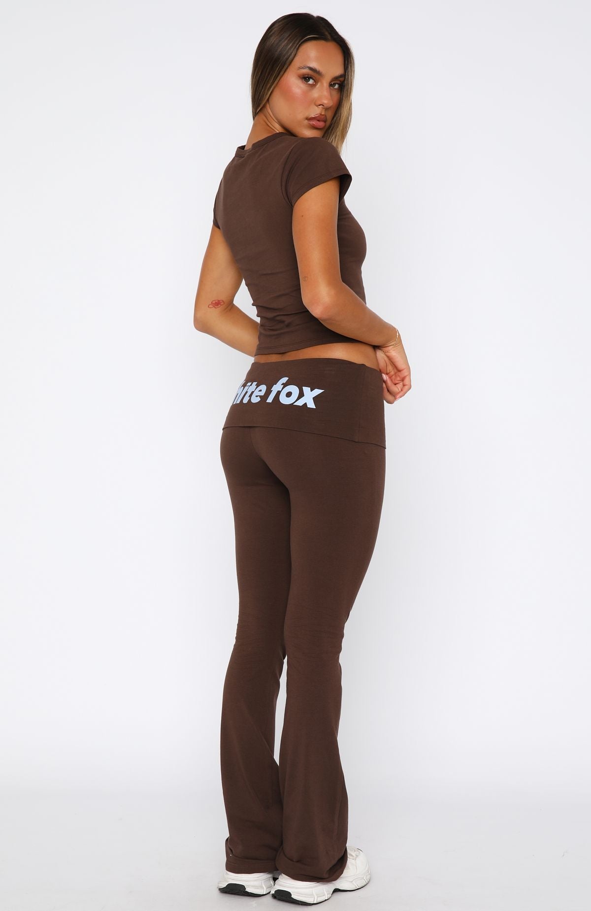 From The Archives Gigi Fold Over Flare Pants Chocolate - Image 4