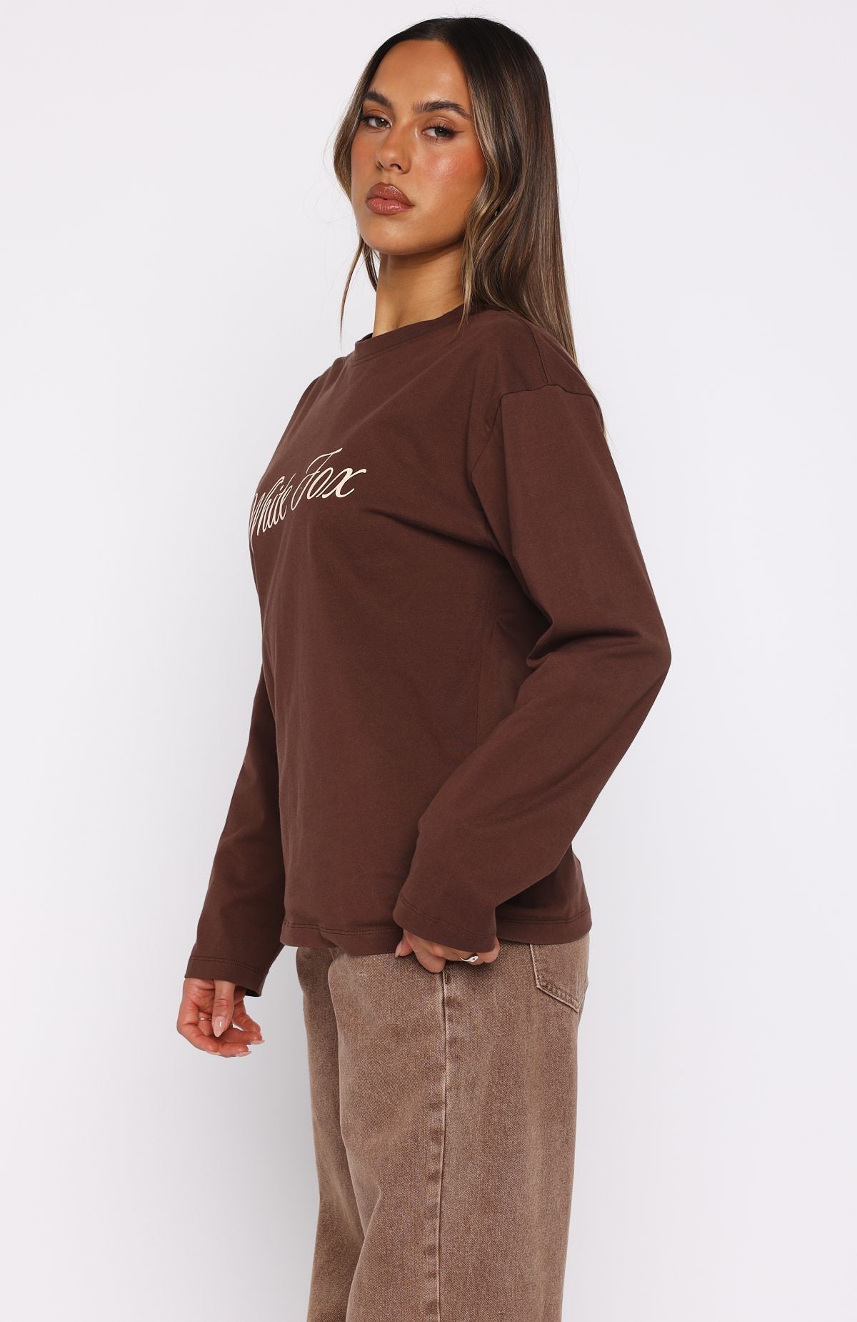 What The Heart Wants Long Sleeve Tee Chocolate - Image 3