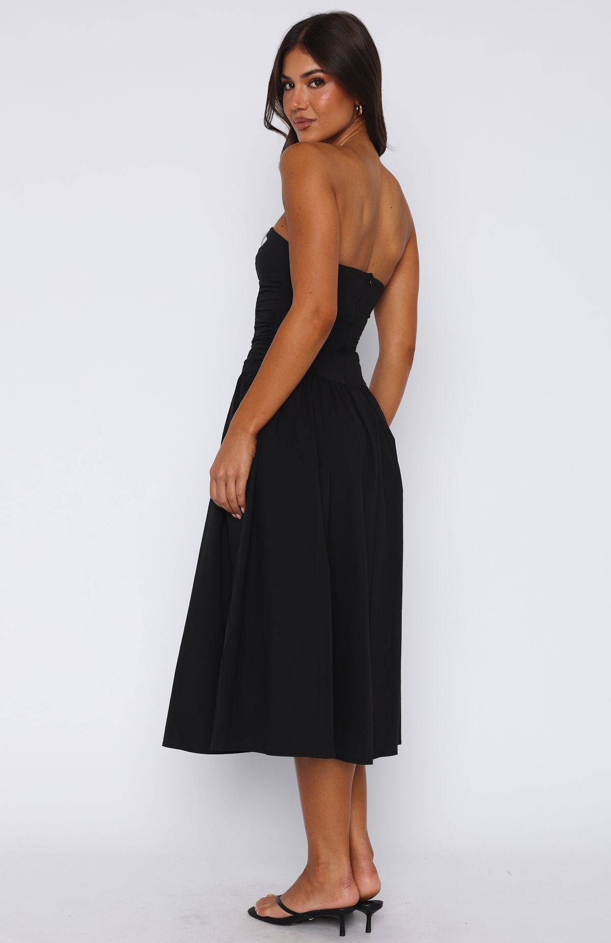 Rich In Love Strapless Midi Dress Black - Image 4