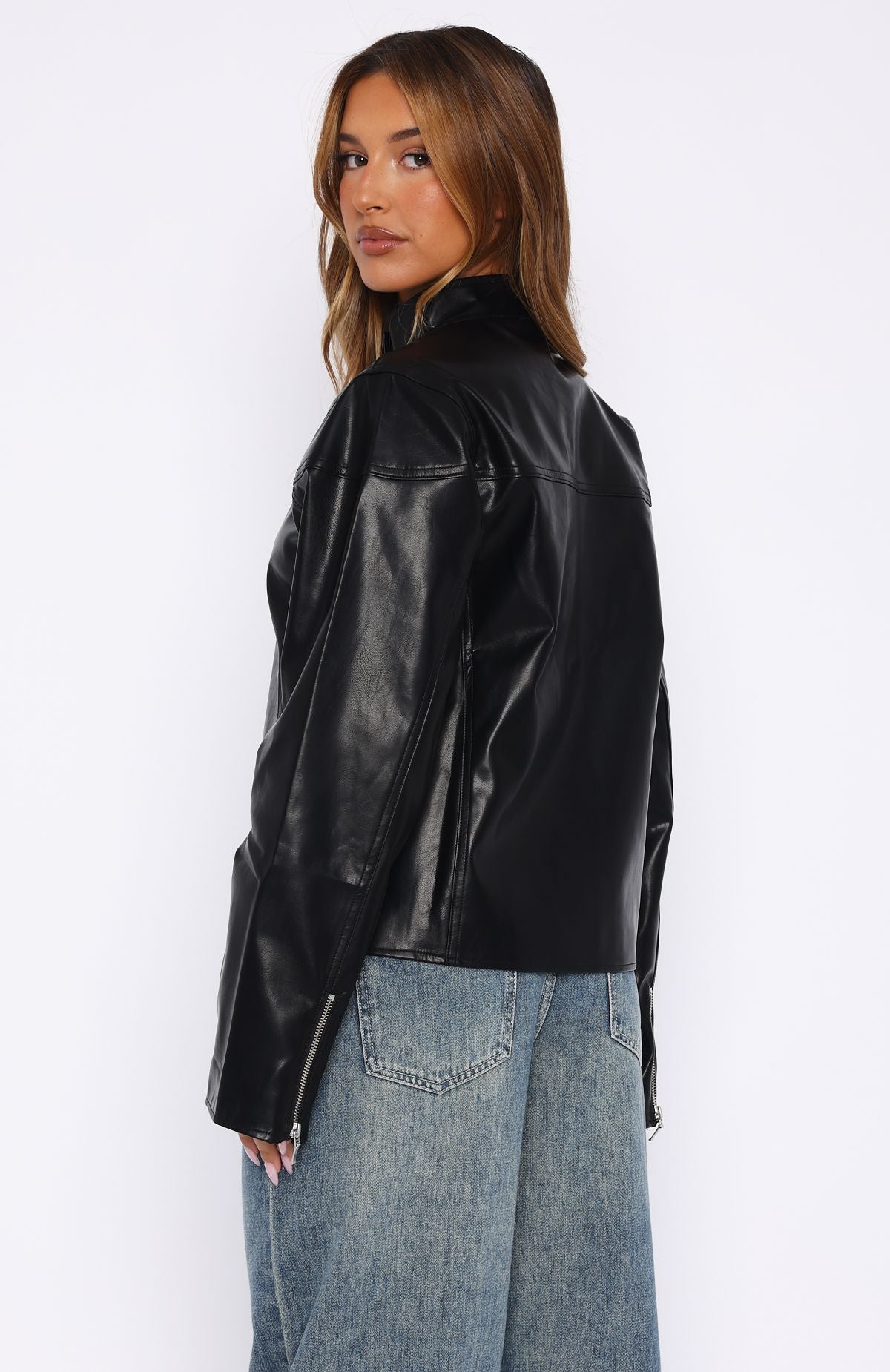 Dazed PU Jacket Jet Black - Image 4