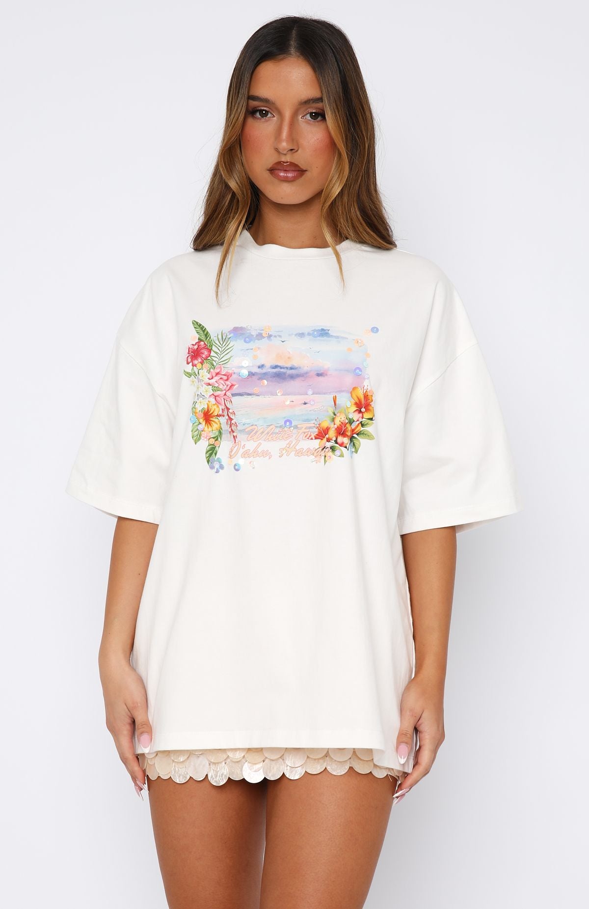 Hawaii Holiday Oversized Tee White - Image 2