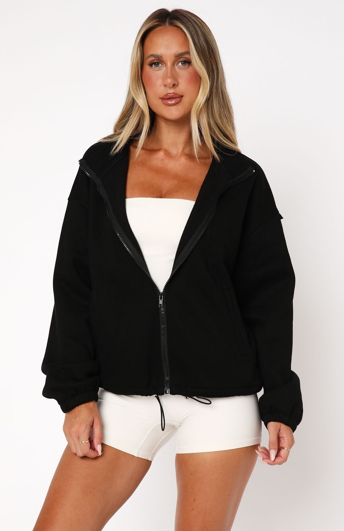 Don't Look Now Zip Front Sweater Black - Image 2