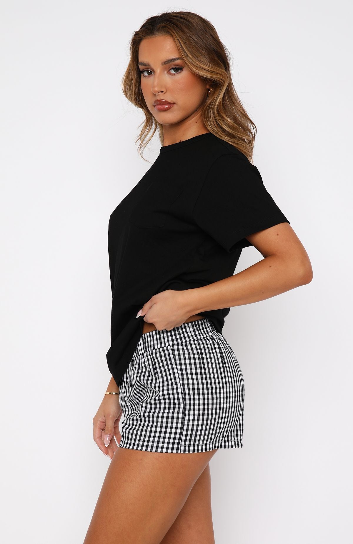 Thought About It Shorts Black Gingham - Image 3