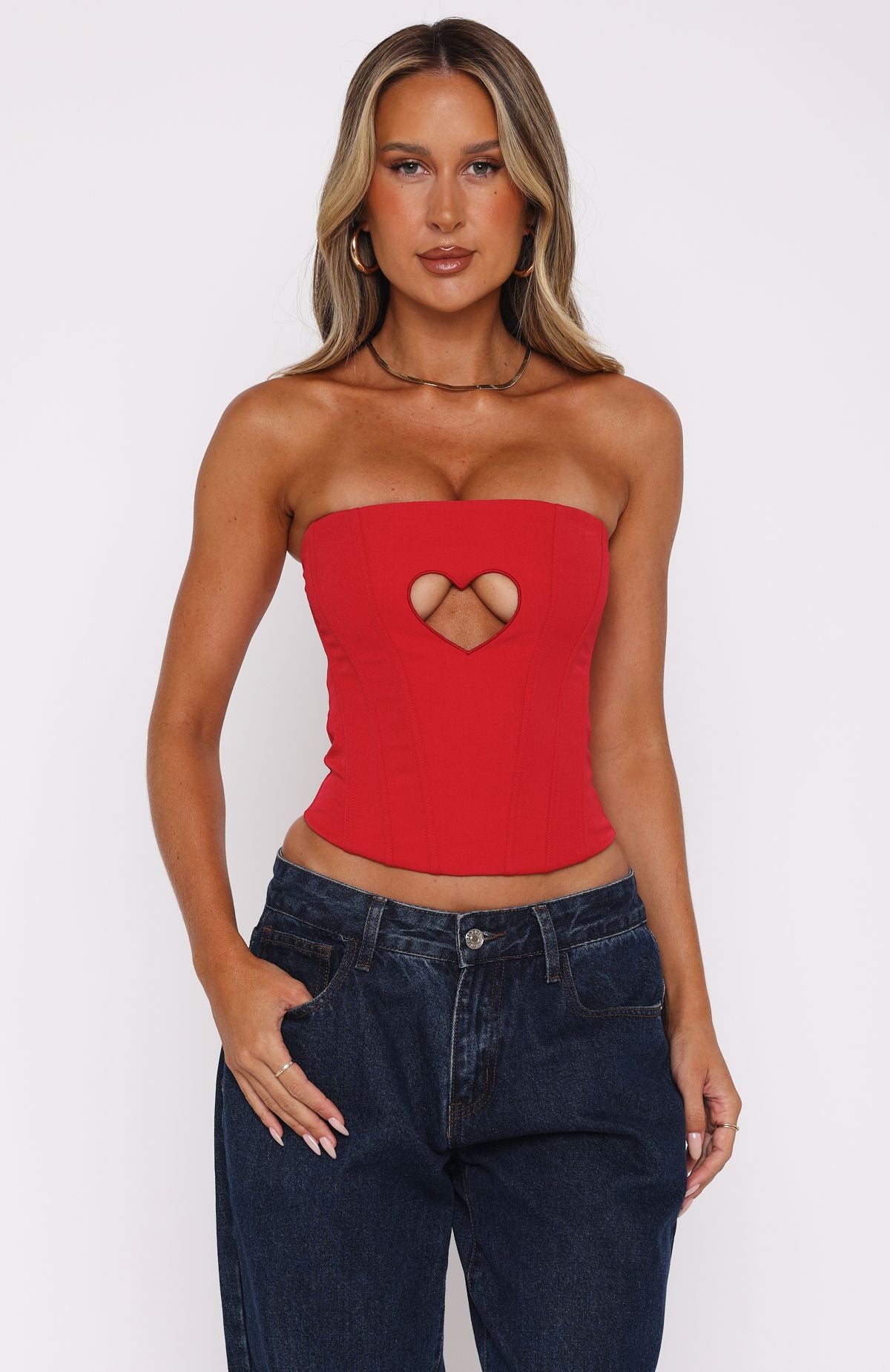 Never Love Again Strapless Bustier Red - Image 2