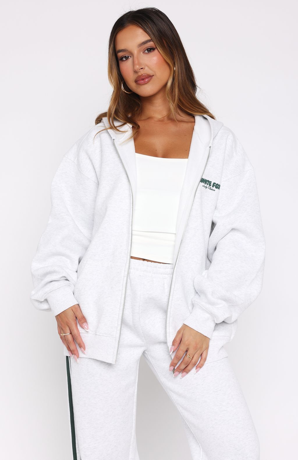 Lucky Thirteen Charise Zip Front Hoodie Grey Marle - Image 3