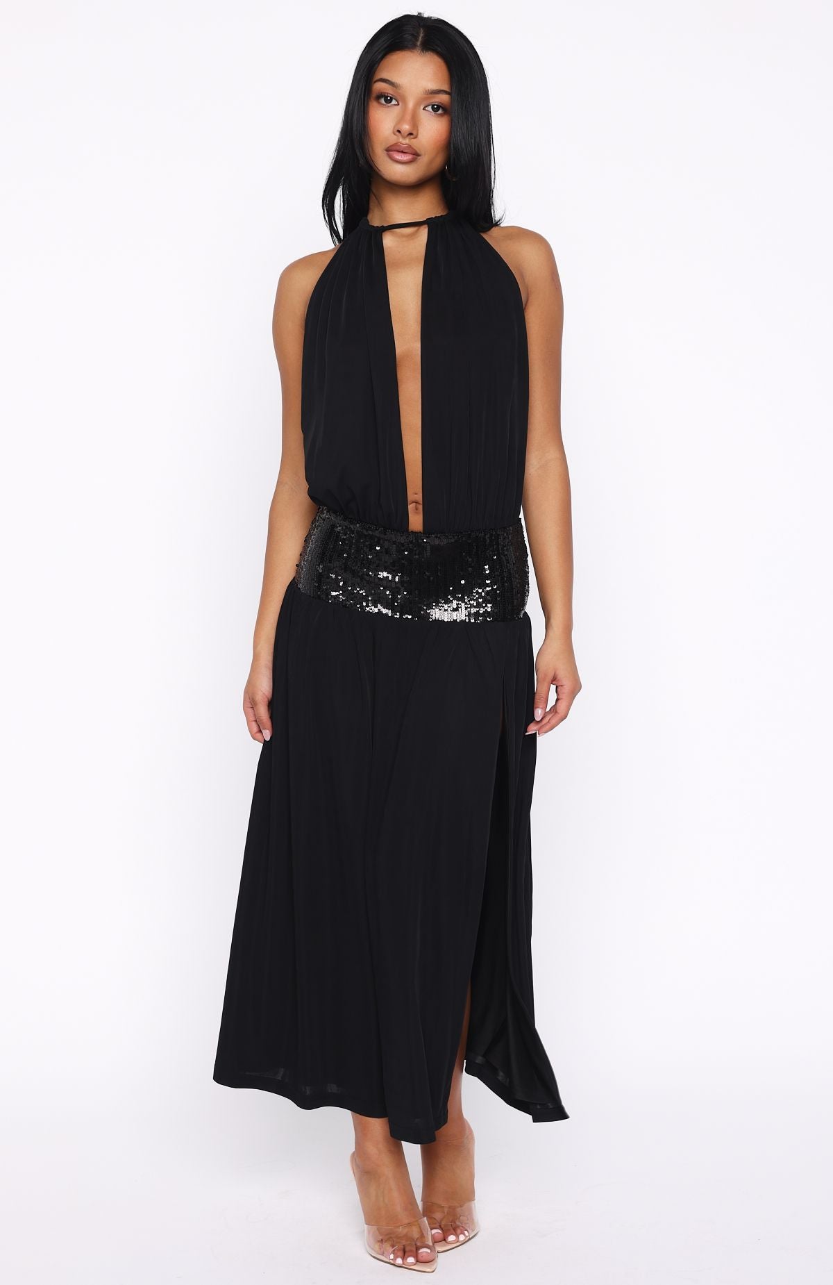 Always Evolving Halter Midi Dress Black - Image 3