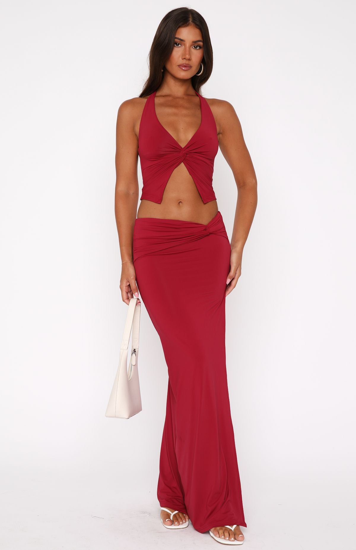 Made You Look Maxi Skirt Burgundy - Image 2