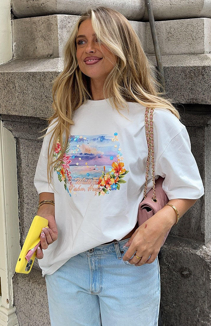 Hawaii Holiday Oversized Tee White - Image 8