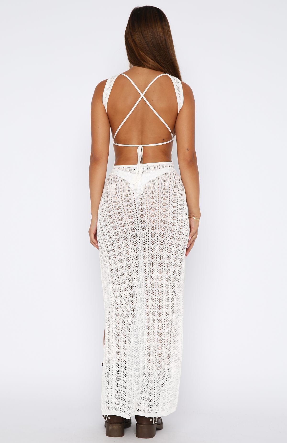 Can't Stop Won't Stop Knit Maxi Dress Off White - Image 4