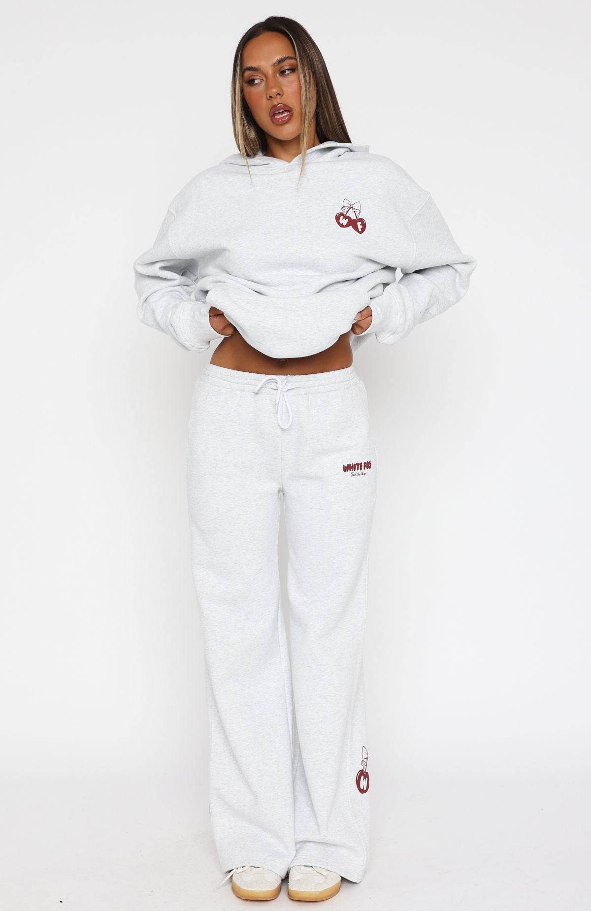 Feel The Love Wide Leg Sweatpants Grey Marle - Image 2