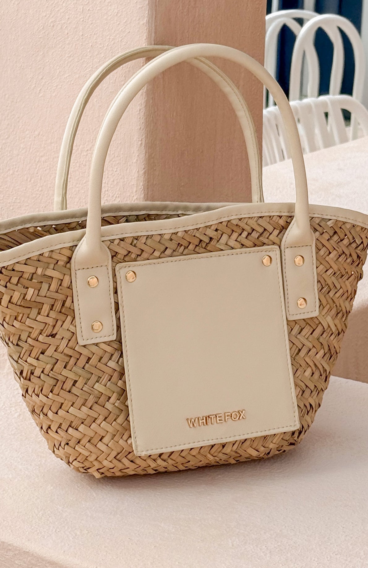 Vivienne Straw Top Handle Bag Cream
