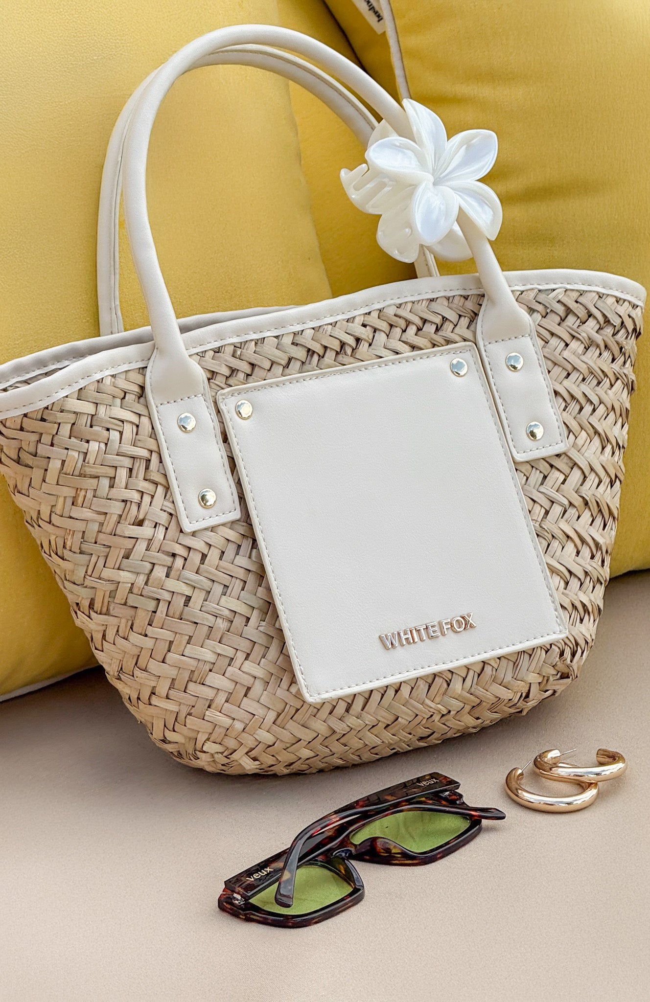 Vivienne Straw Top Handle Bag Cream - Image 3