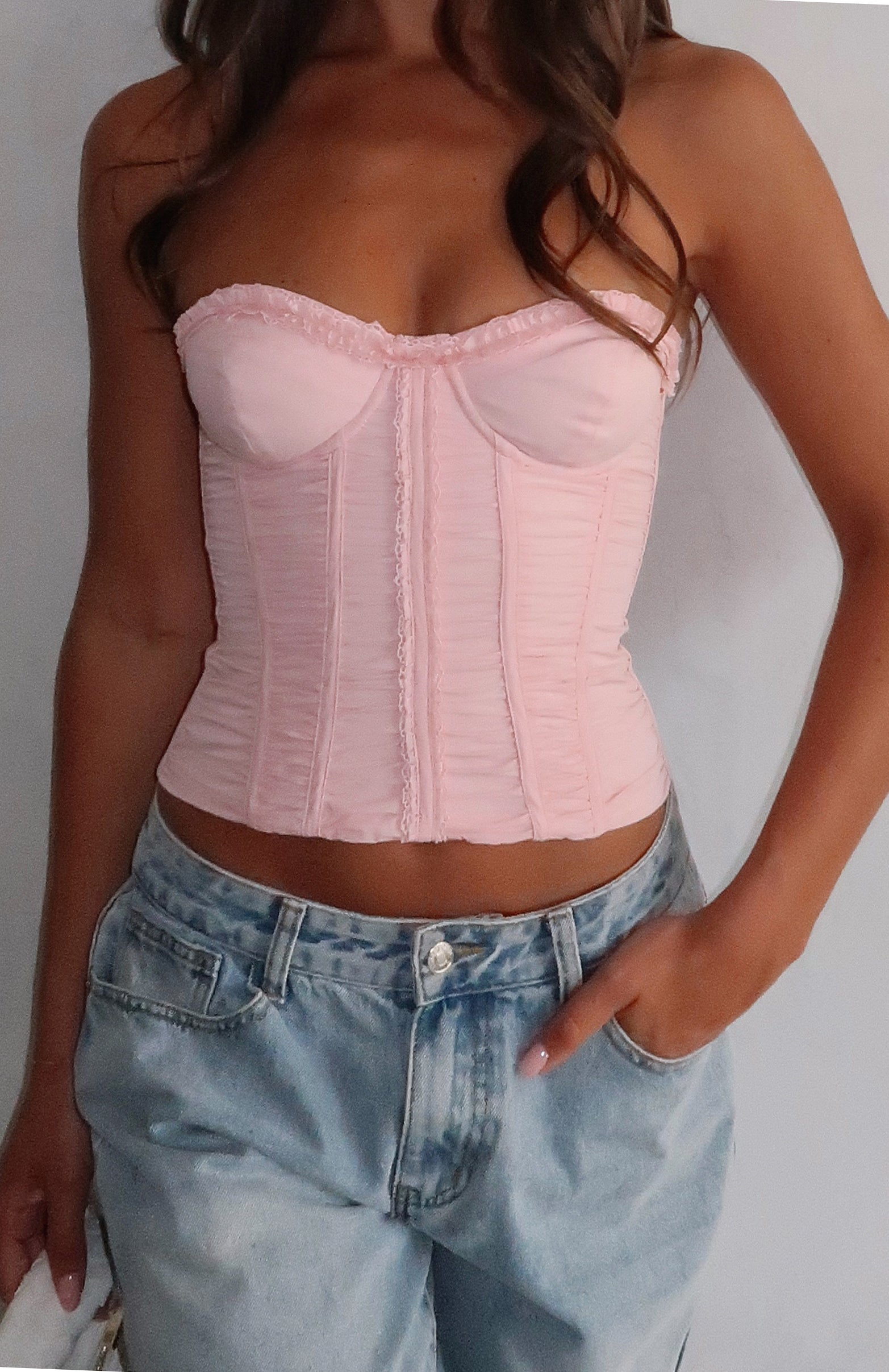 Don't Judge Me Strapless Bustier Baby Pink - Image 5