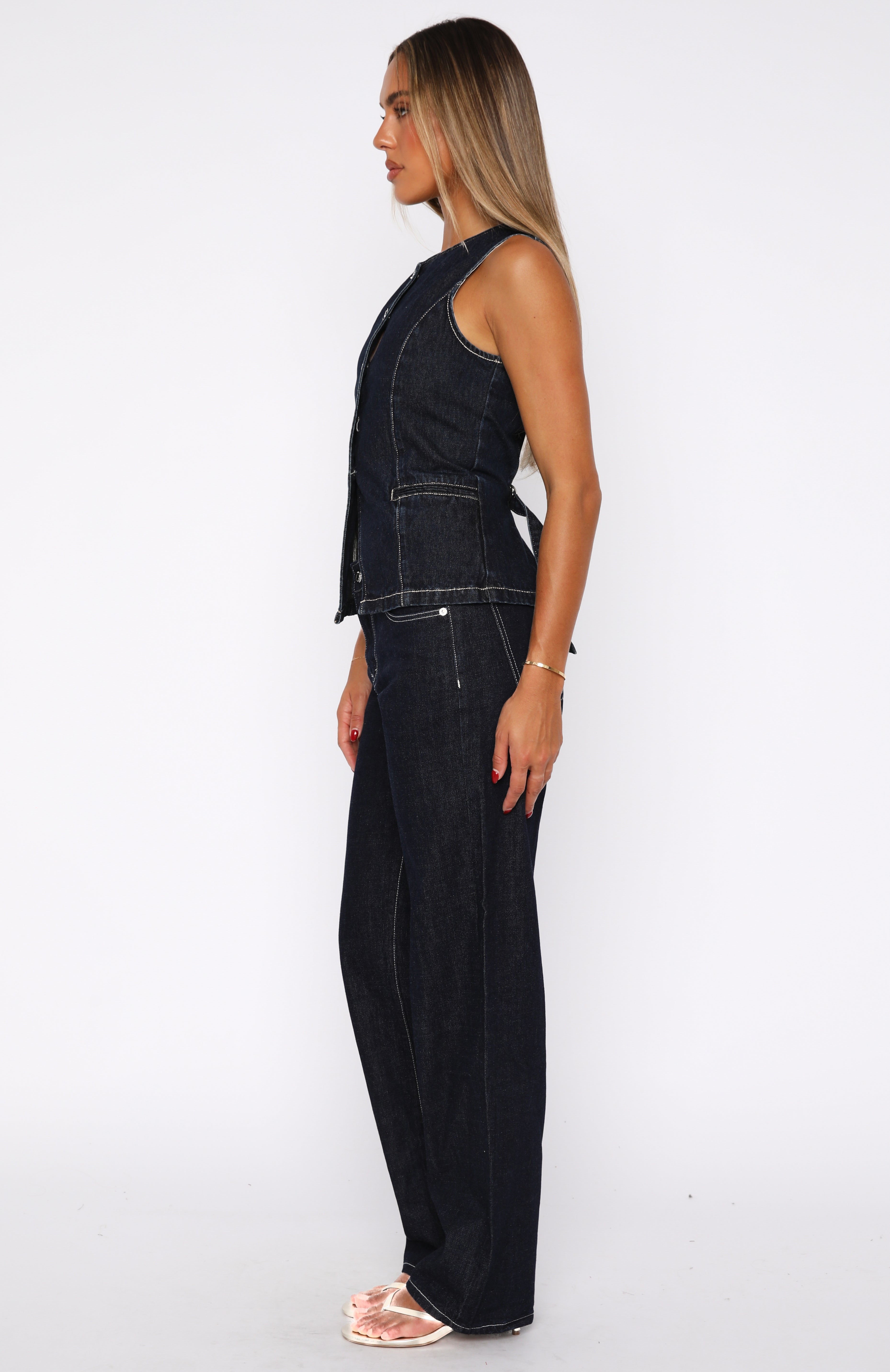 Zara Mid Rise Straight Leg Jeans Dark Navy - Image 3