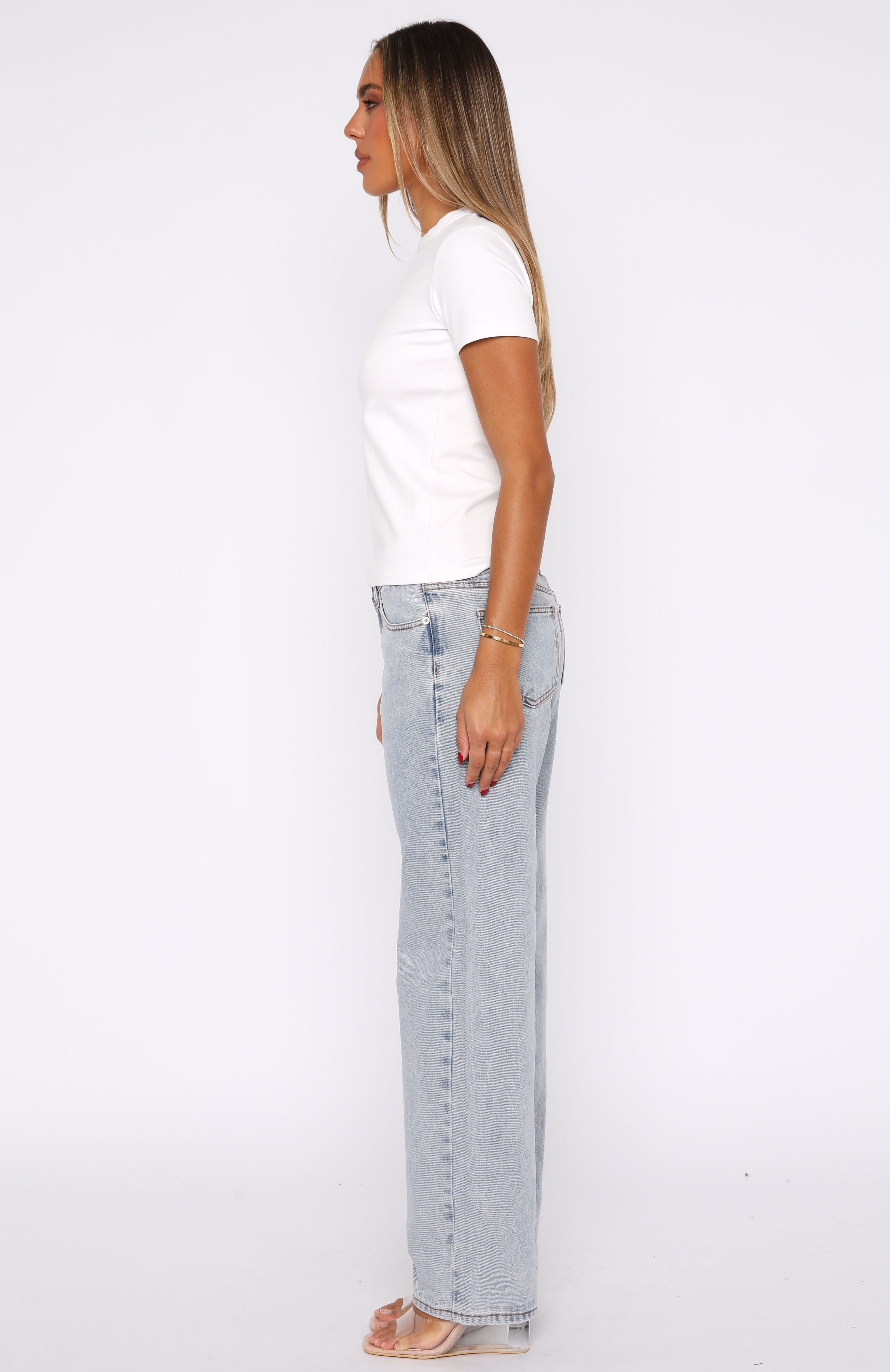 Zara Low Rise Straight Leg Jeans Light Blue - Image 3