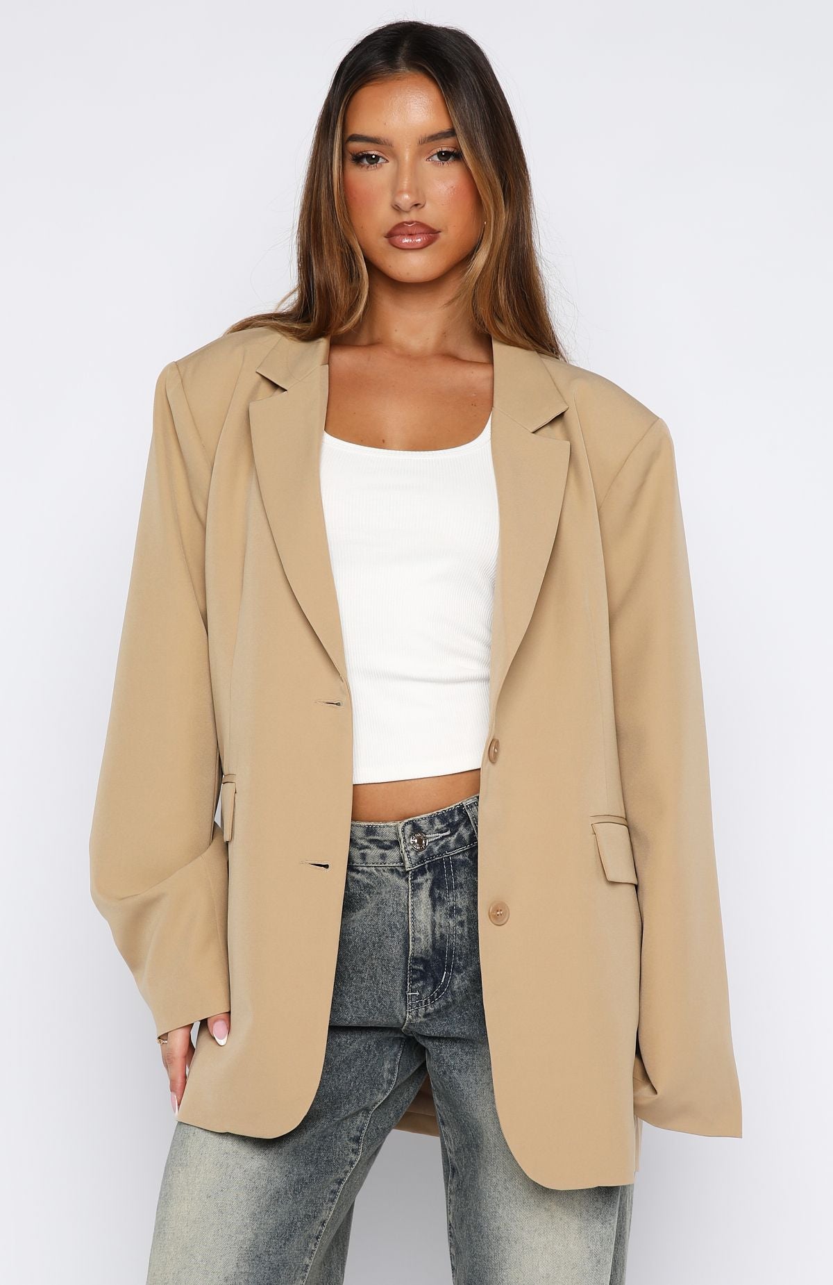 Catch Me Now Oversized Blazer Sand - Image 3