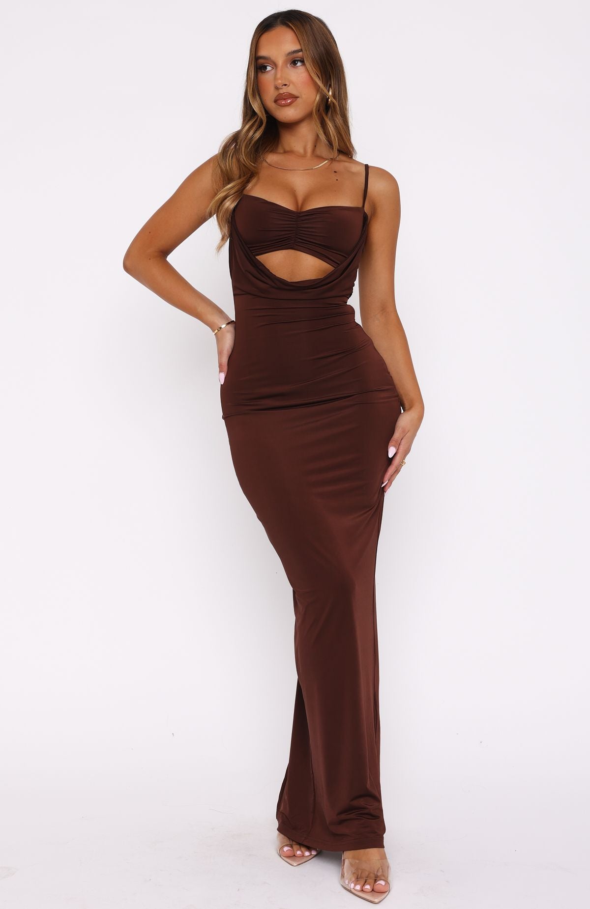 Hit The City Maxi Dress Chocolate - Image 3