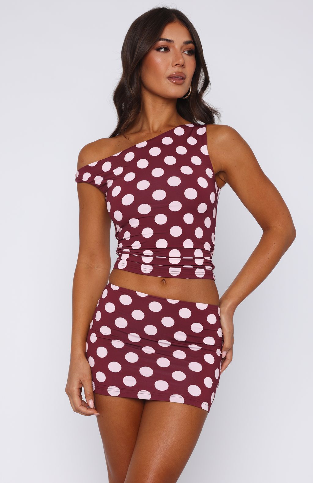 Stay With You Top Burgundy Polka Dot - Image 2