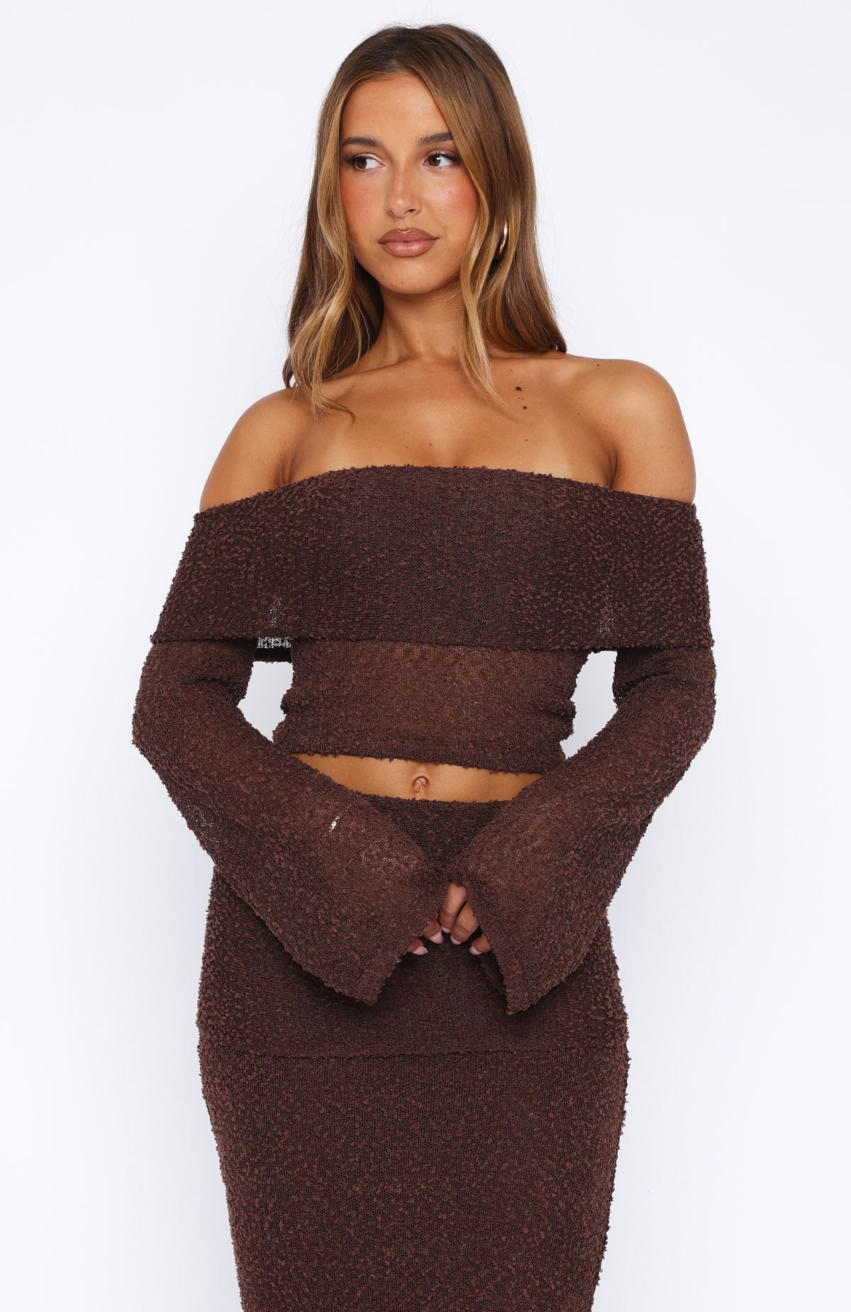 In Too Deep Long Sleeve Knit Top Chocolate - Image 2