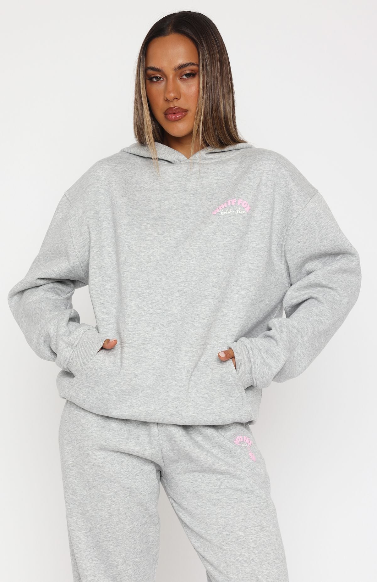 Love Me Tender Oversized Hoodie Dark Grey Marle - Image 2