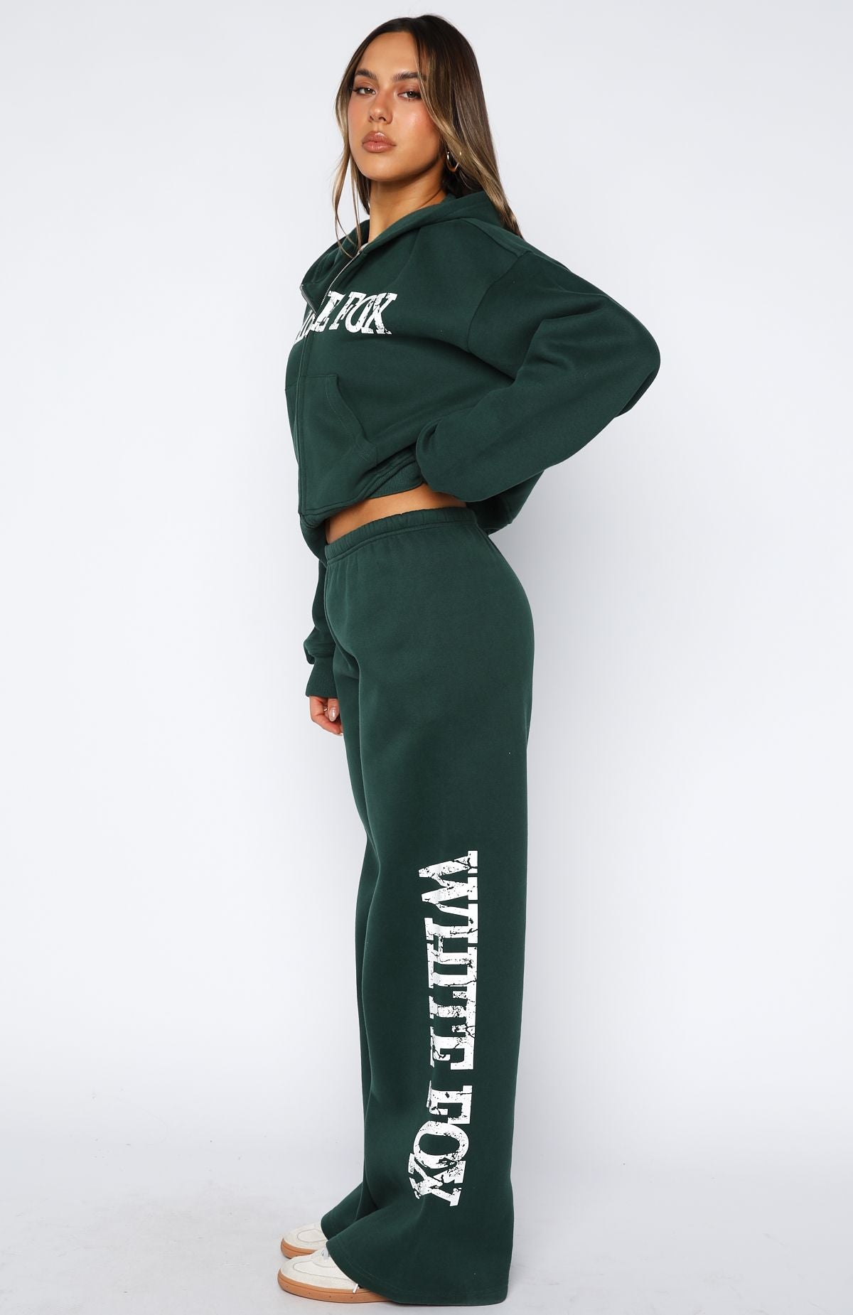 Brand New Start Wide Leg Sweatpants Forest Green - Image 3