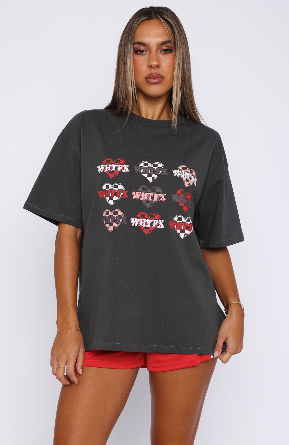 She's Too Nice Oversized Tee Charcoal - Image 2