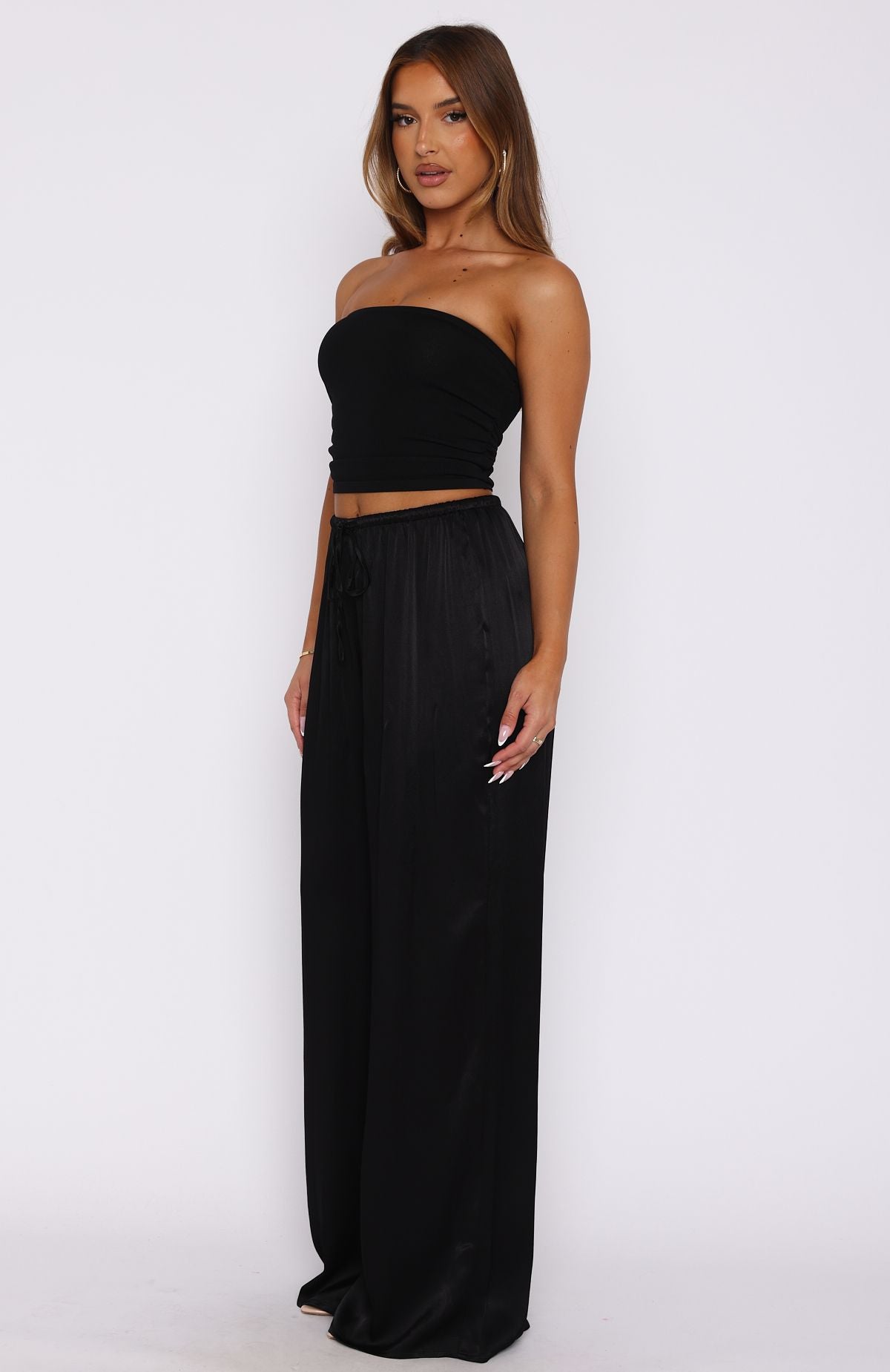 Catching Up Wide Leg Pants Black - Image 3