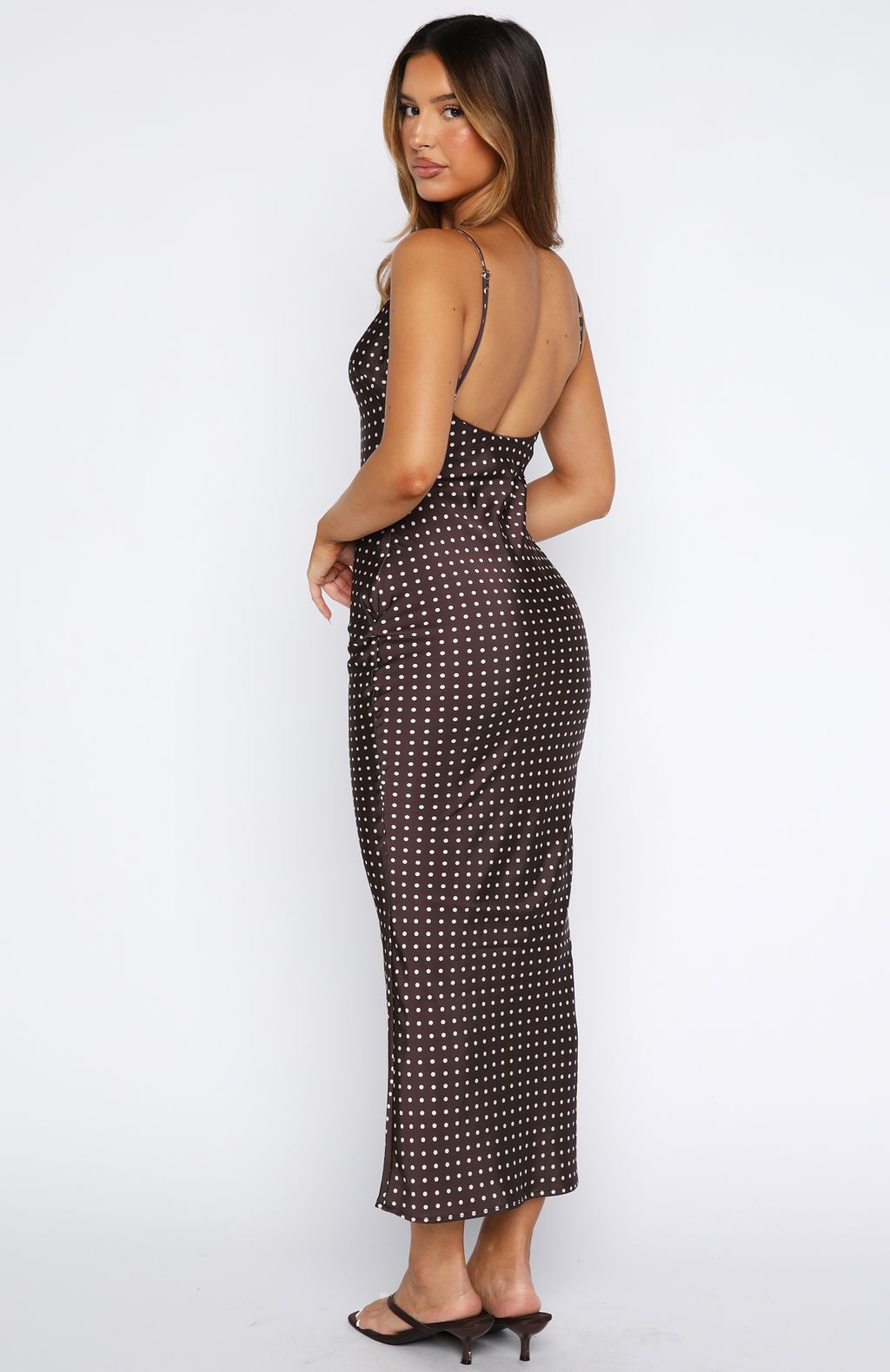 She's For Keeps Maxi Dress Chocolate Polka Dot - Image 4