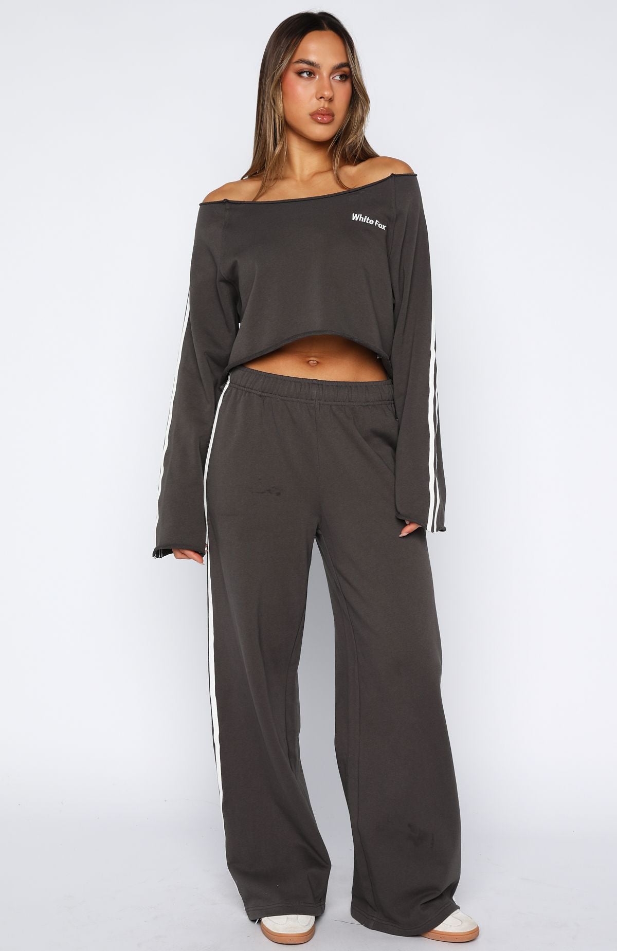 Star Student Wide Leg Sweatpants Charcoal - Image 2