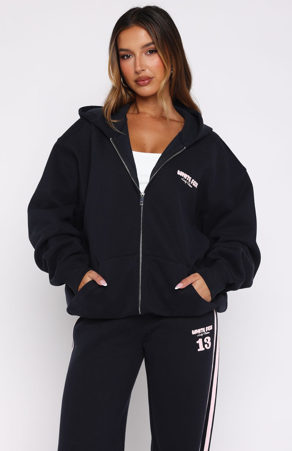 Lucky Thirteen Charise Zip Front Hoodie Navy - Image 2