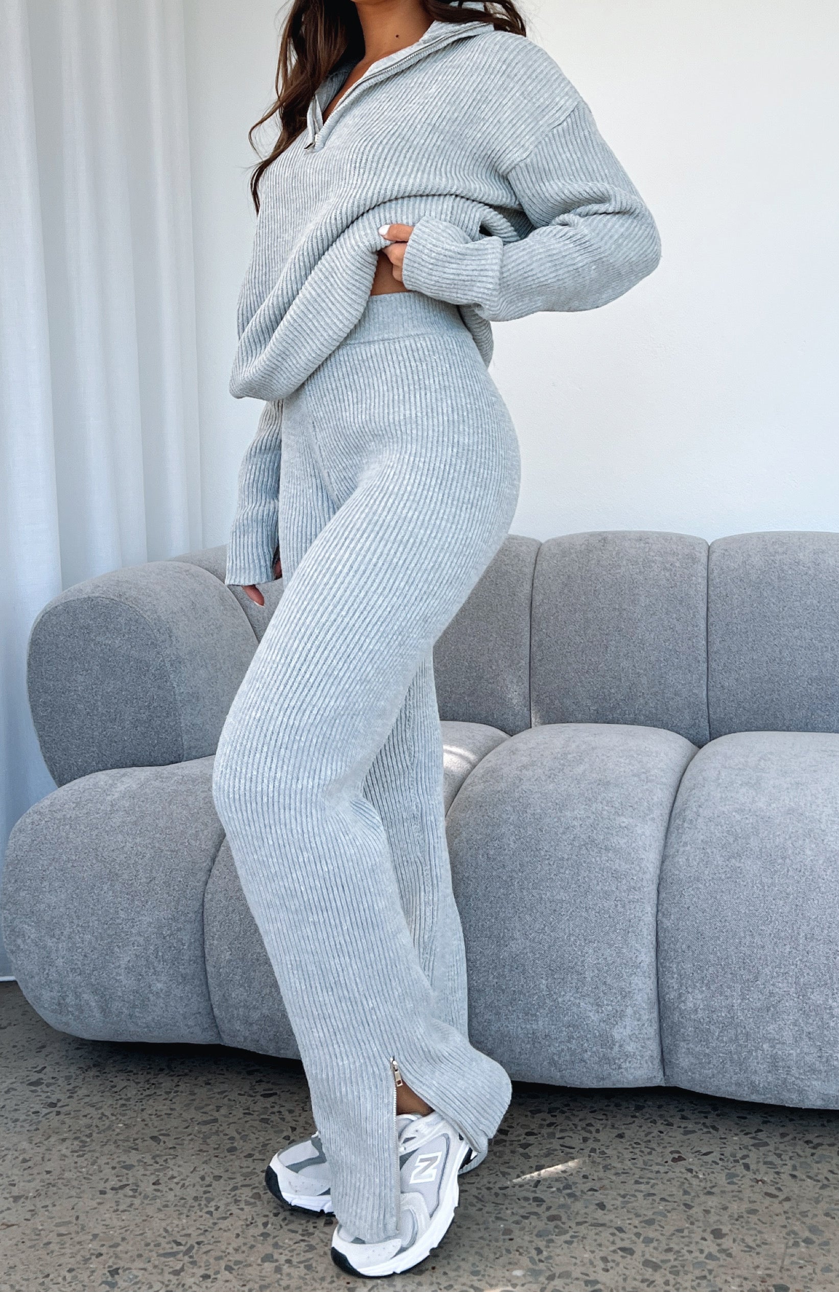 Let's Get Cosy Knit Pants Grey Marle - Image 5