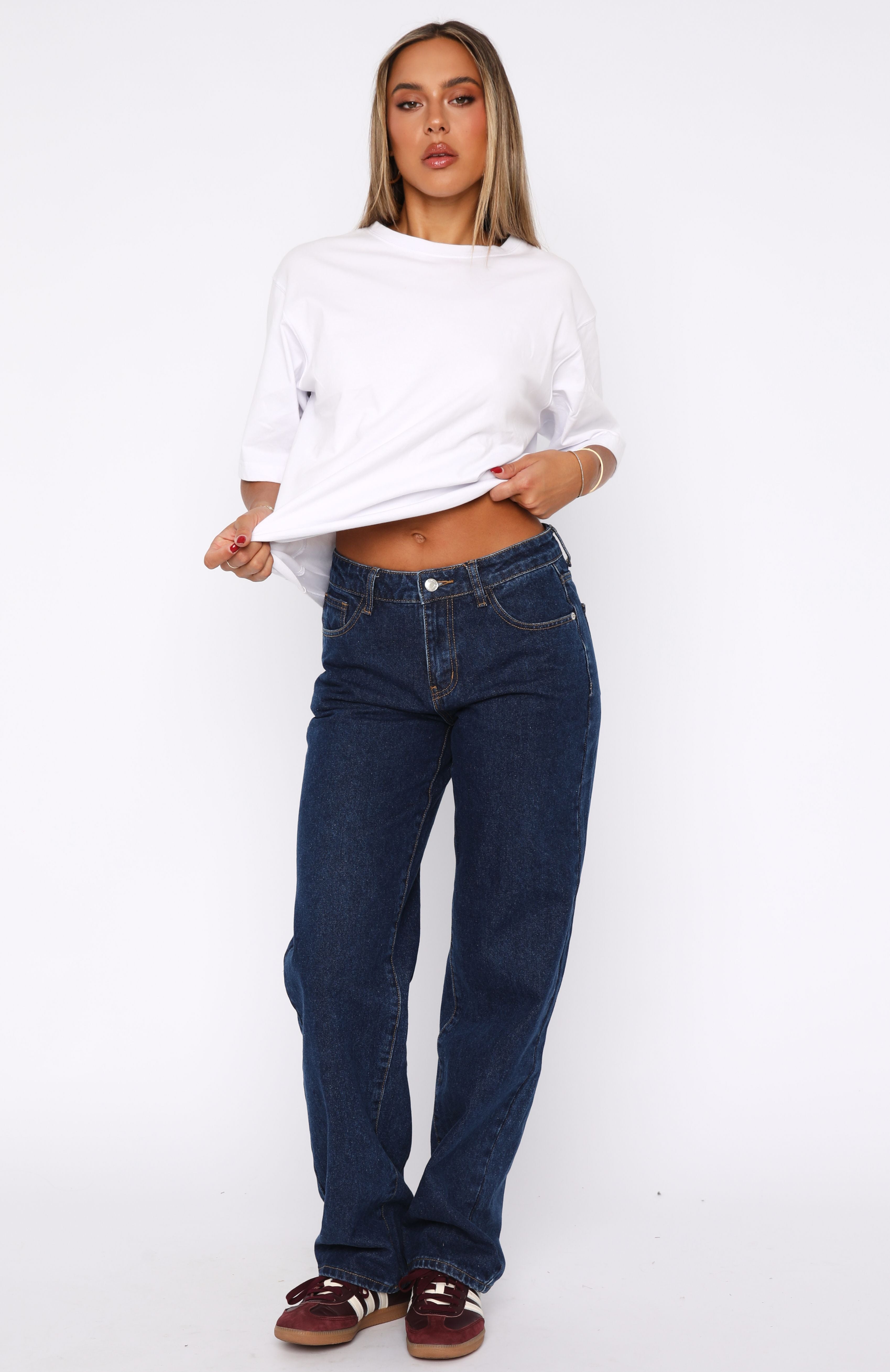 Zara Mid Rise Straight Leg Jeans Dark Blue - Image 3