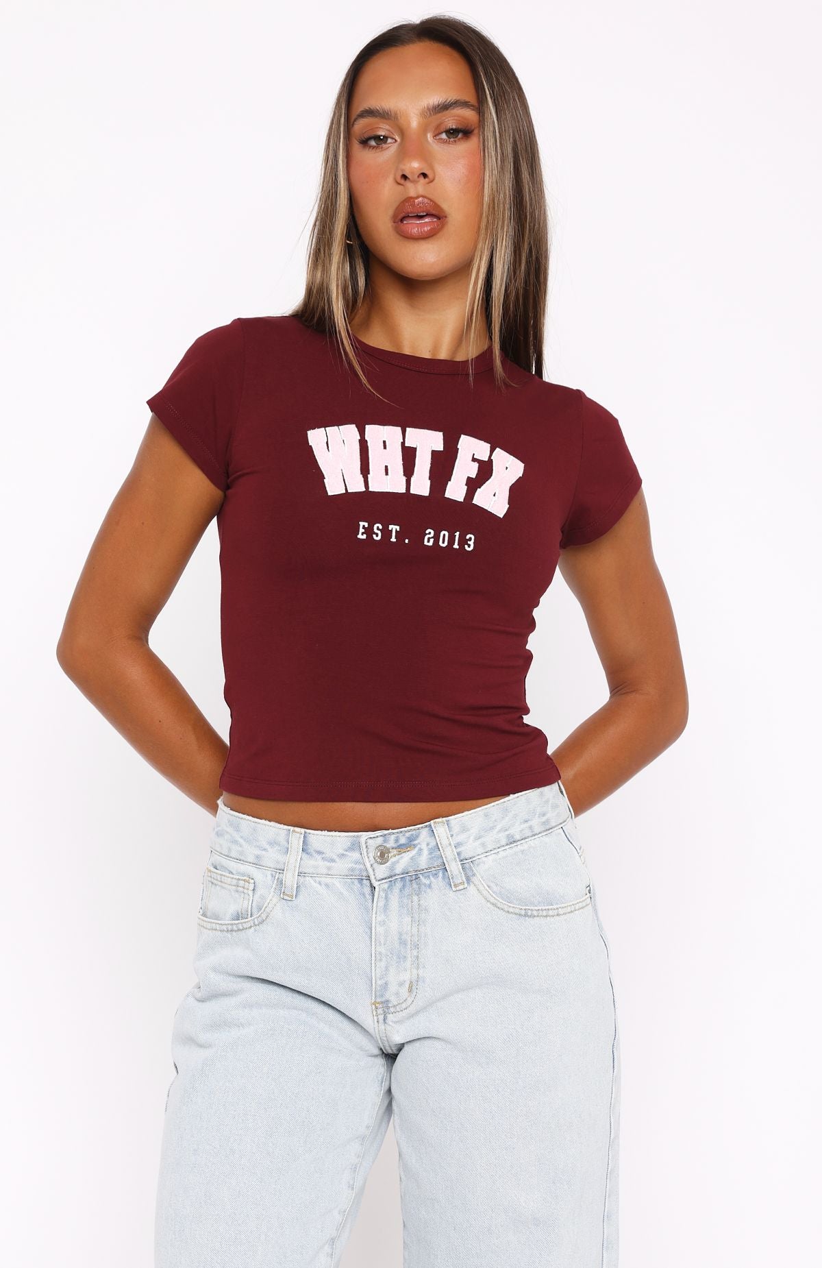 Give It Away Baby Tee Burgundy - Image 2