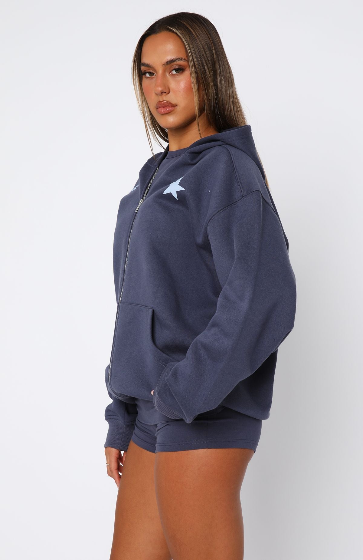 From The Archives Charli Zip Front Hoodie Navy - Image 3