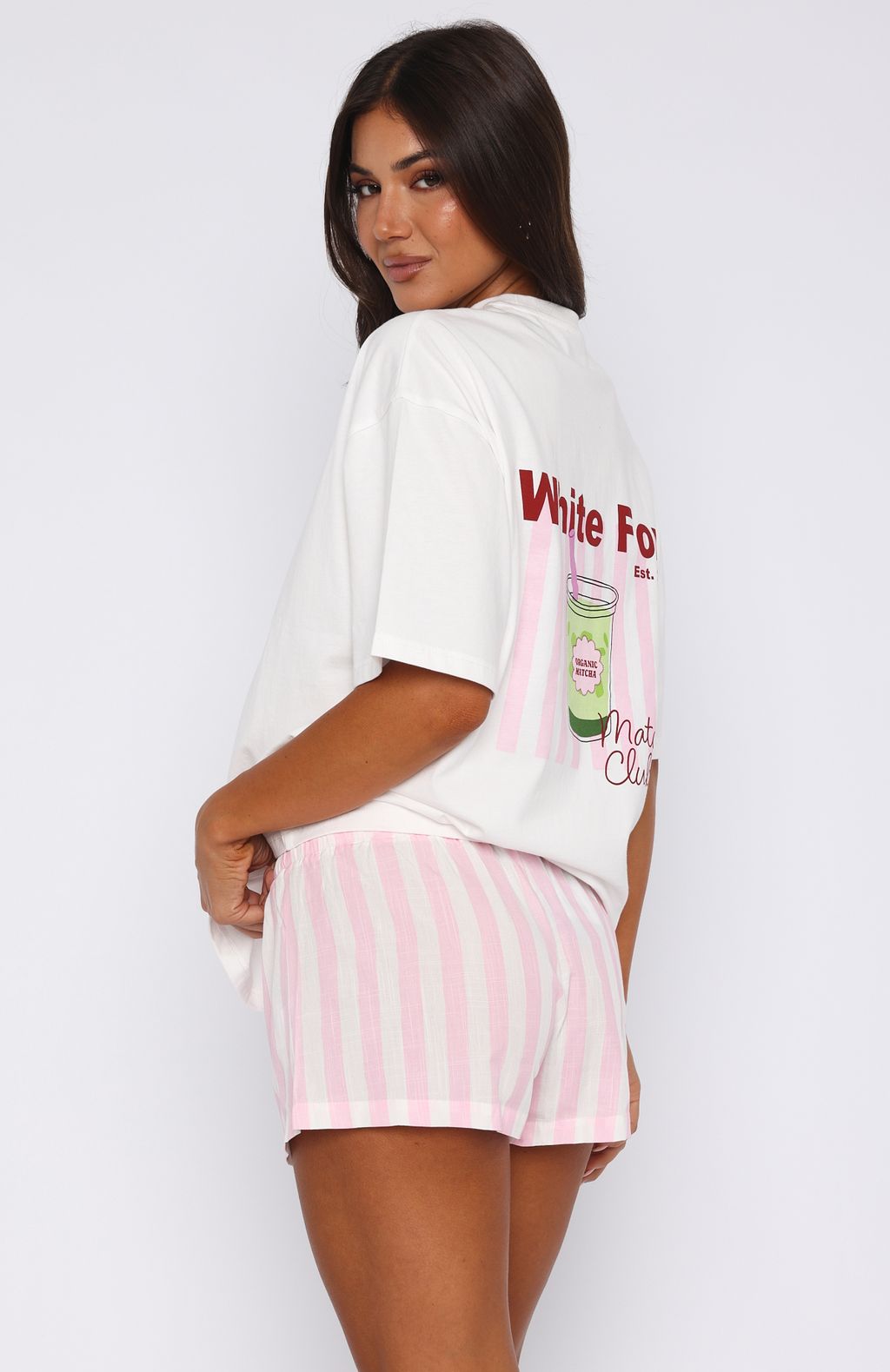 Echoes Of You Pyjama Shorts Pink/White - Image 4