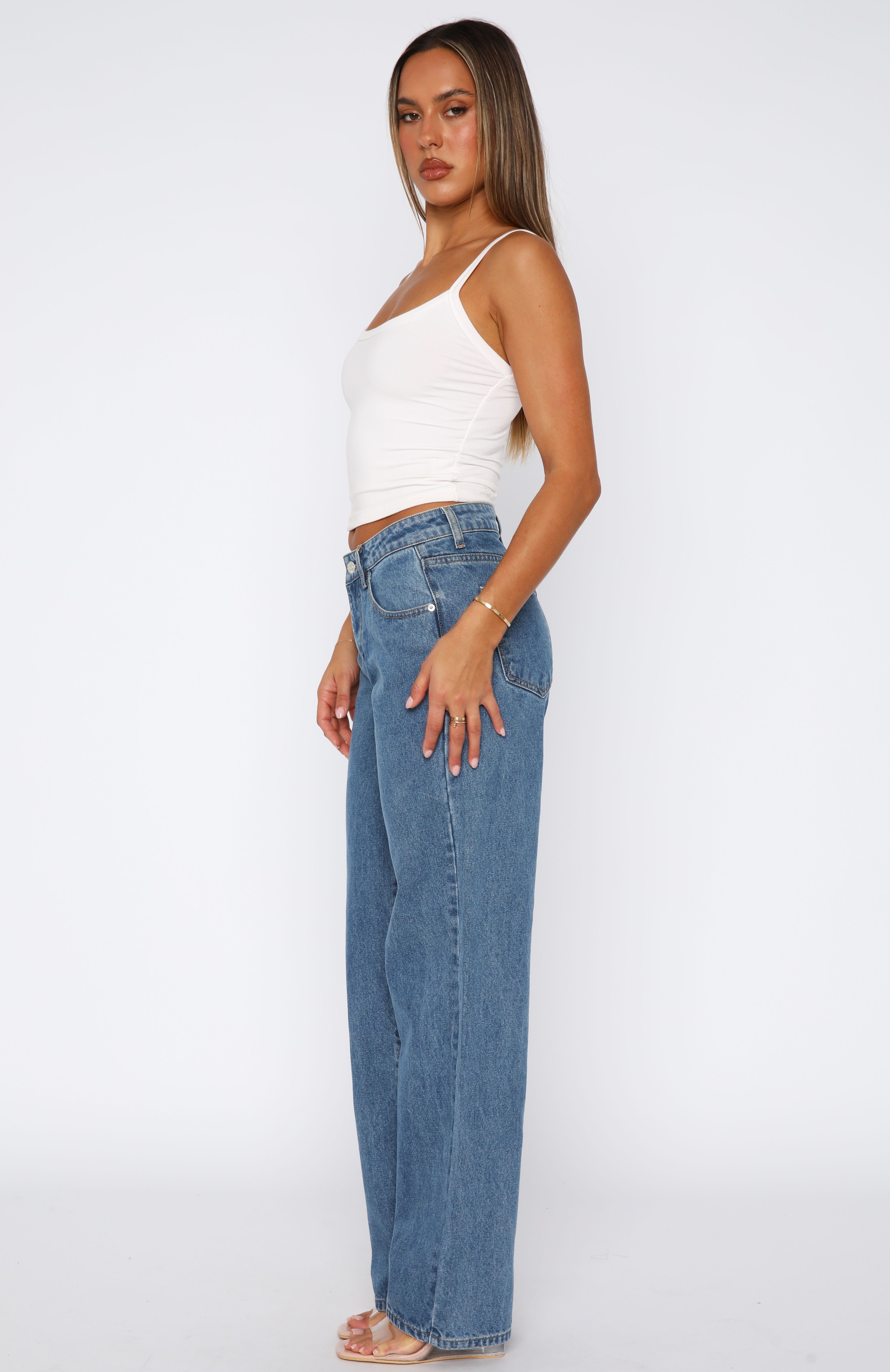 Zara Mid Rise Straight Leg Jeans Admiral Blue - Image 3