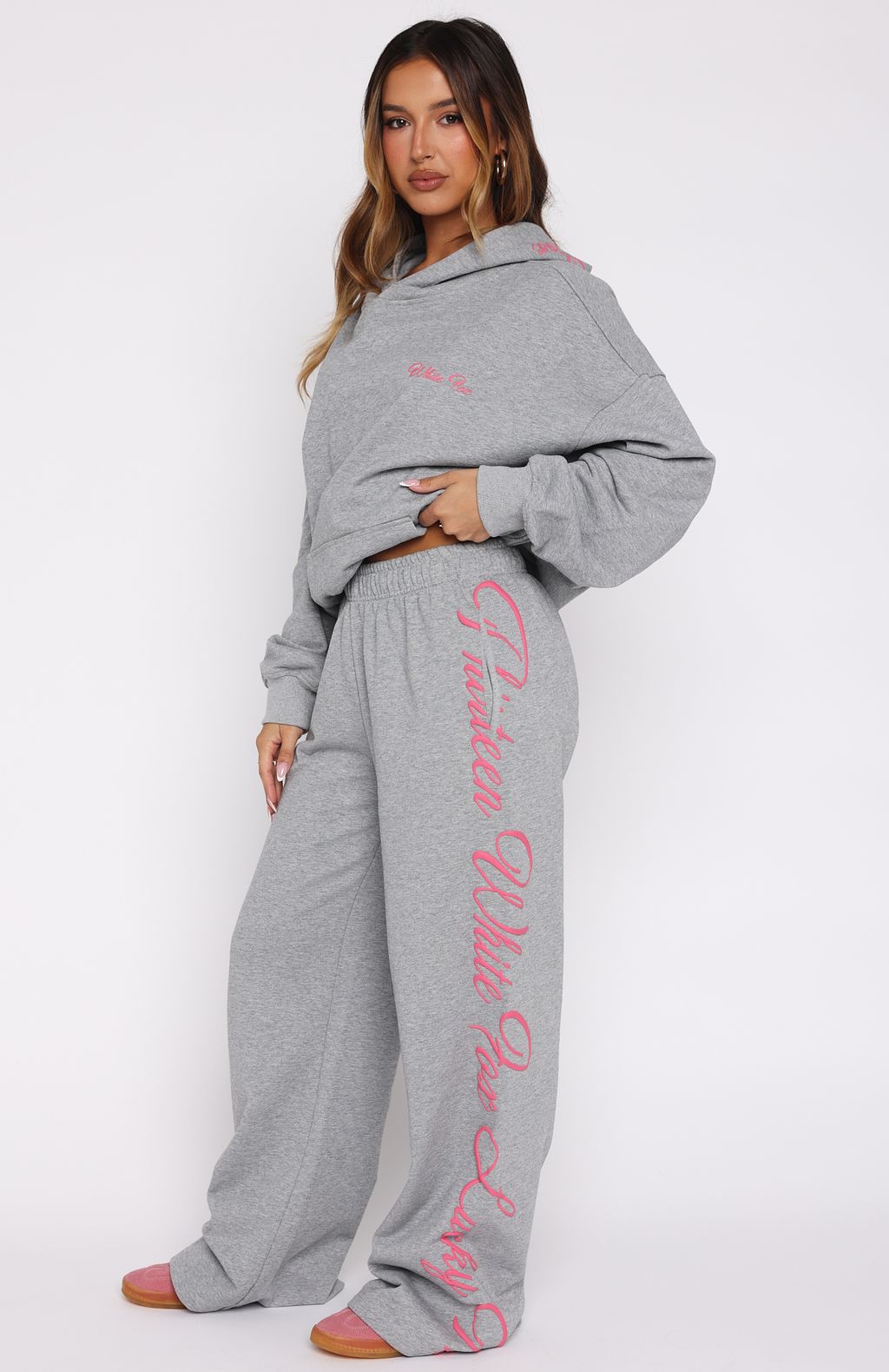 Lucky Thirteen Shaya Wide Leg Sweatpants Dark Grey Marle - Image 3