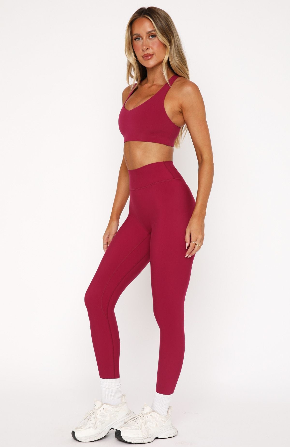 Go Getter High Waisted Leggings Berry - Image 3