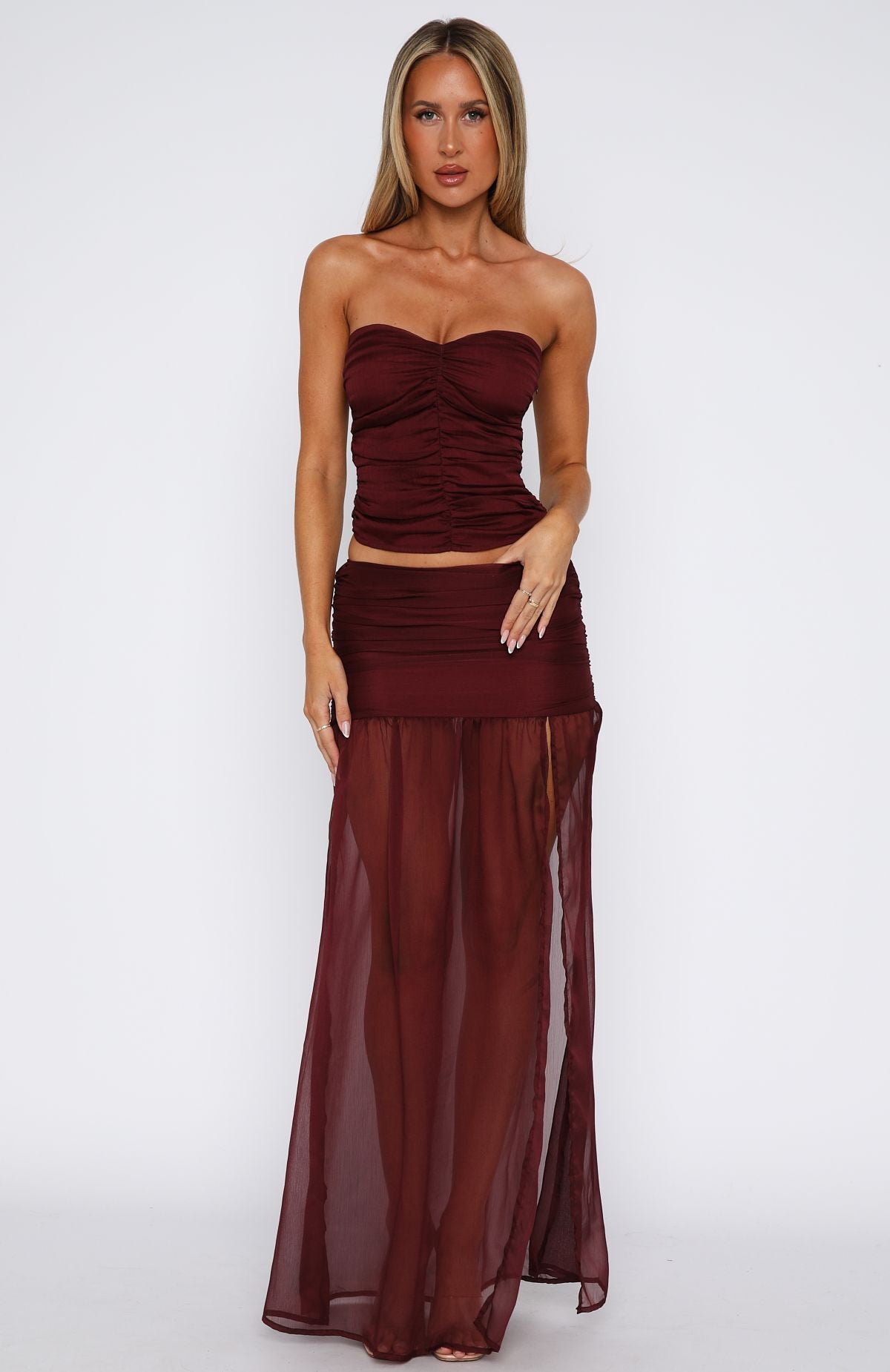 On Stage Maxi Skirt Burgundy - Image 2