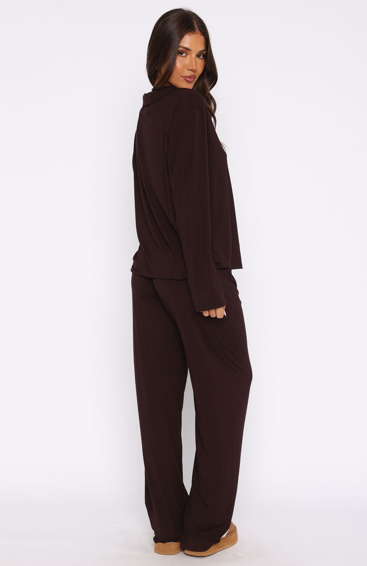 Pillow Talk Long Sleeve Pyjama Set Chocolate - Image 4