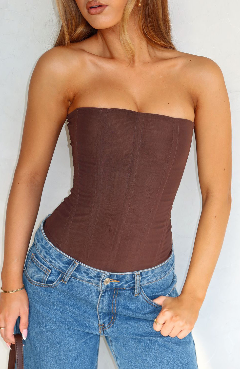 Tell Me A Secret Strapless Bustier Chocolate - Image 6