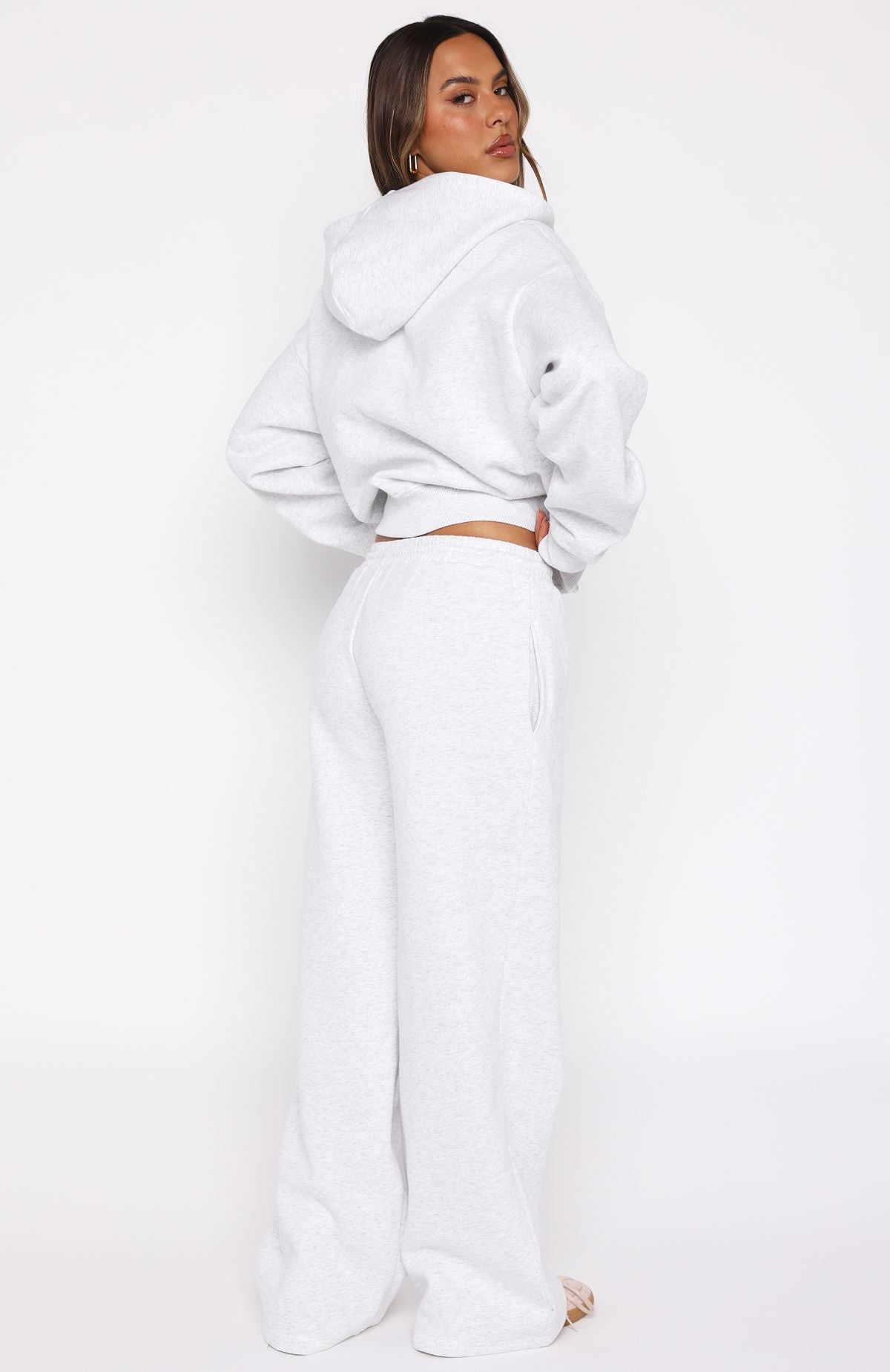 From The Archives Kenzie Wide Leg Sweatpants Grey Marle - Image 4