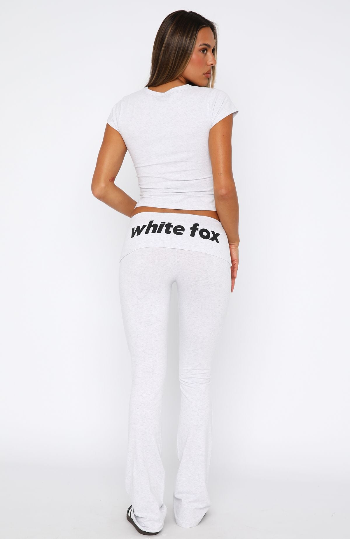 From The Archives Gigi Fold Over Flare Pants Grey Marle - Image 4