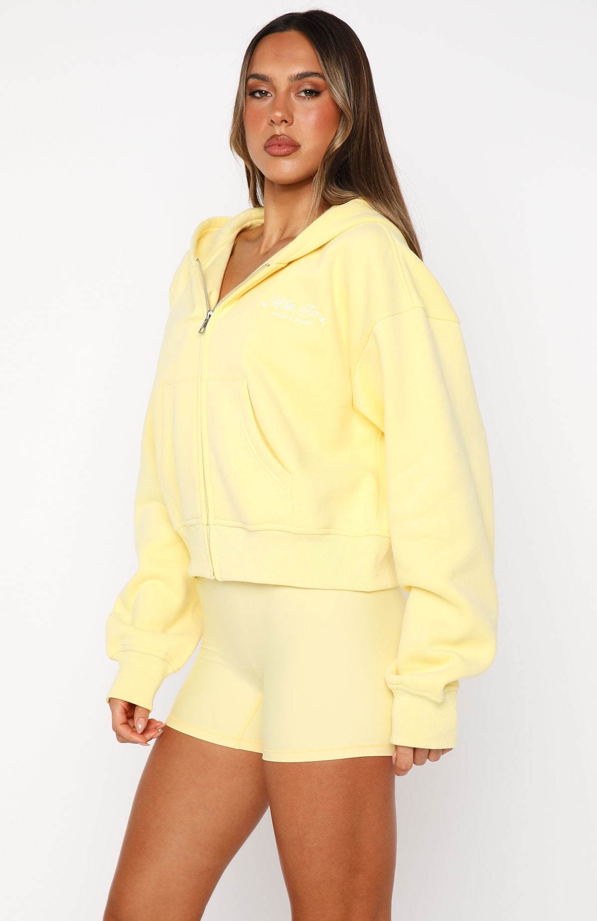 Just Try Again Boxy Zip Front Hoodie Honey - Image 4