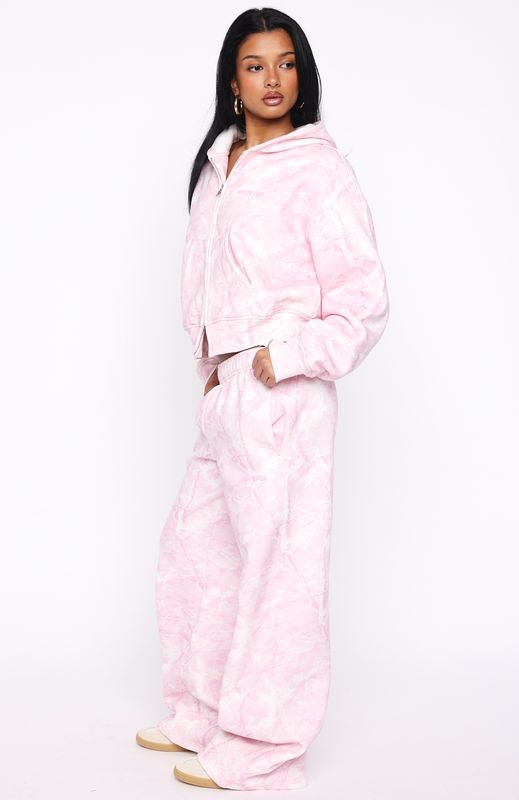 Hiding Away Wide Leg Sweatpants Pink Camo - Image 3