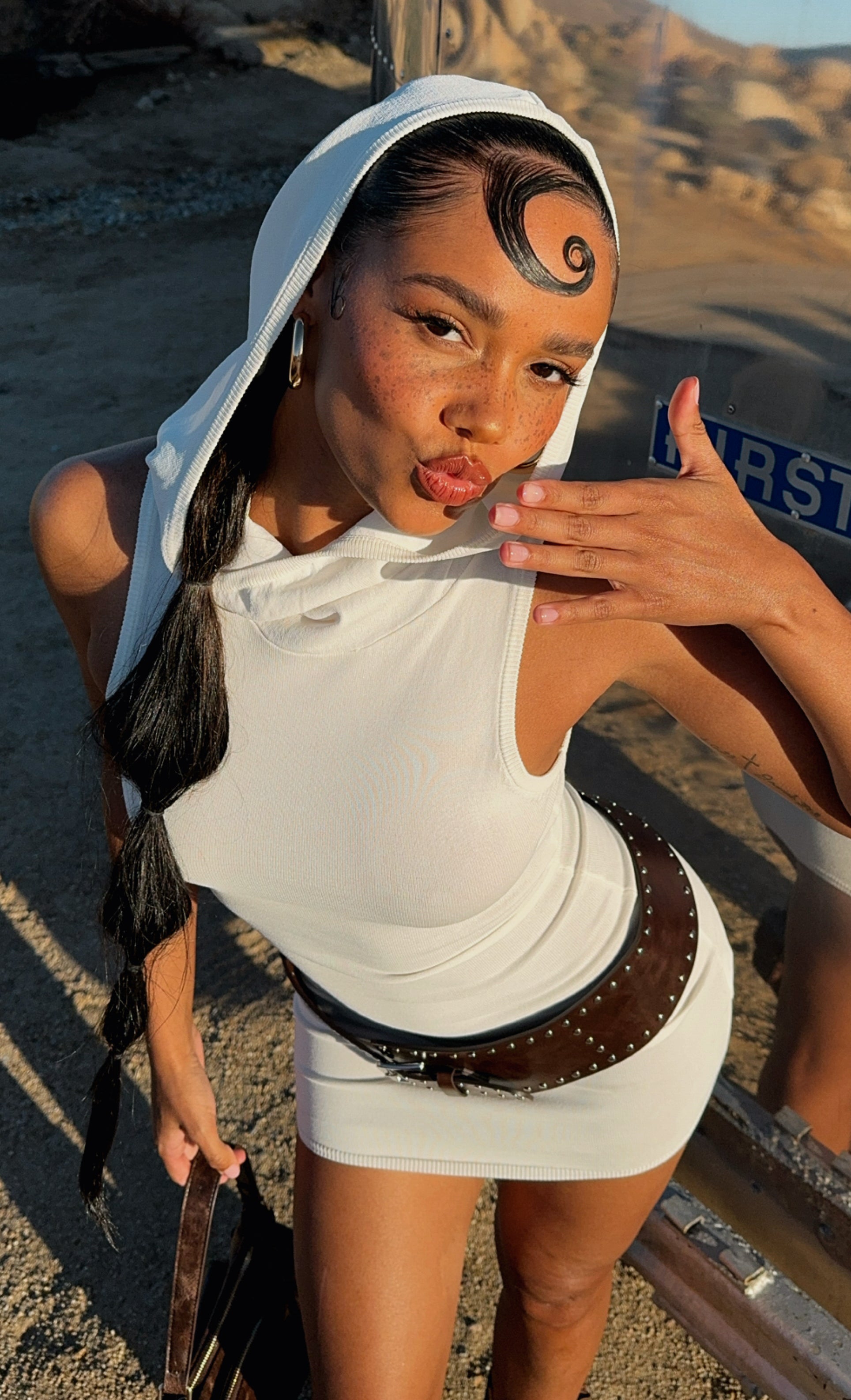 Out Of My Head Knit Mini Dress Off White - Image 7